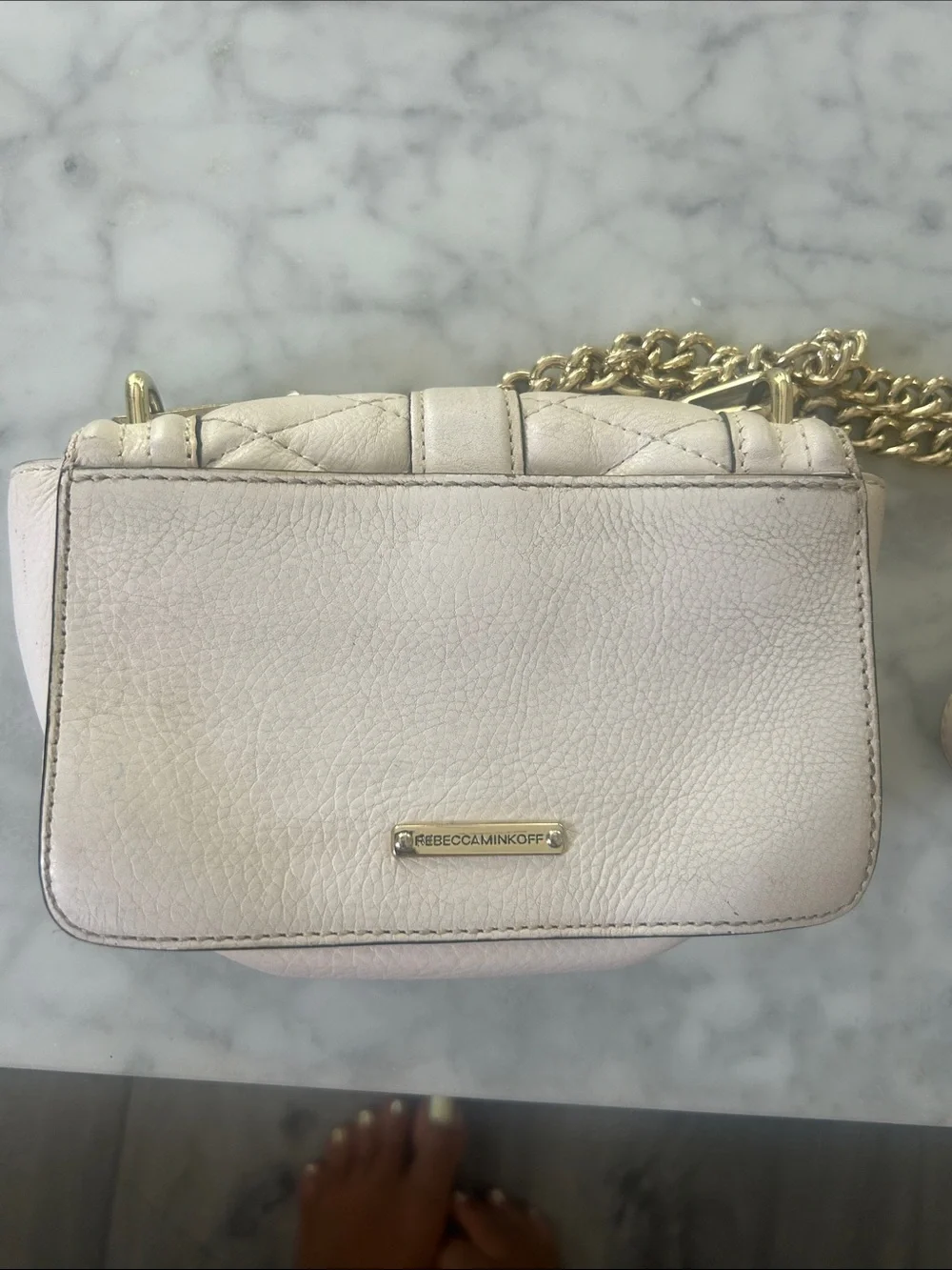 Rare Rebecca Minkoff Quilted Crossbody in Off White with Gold Hardware